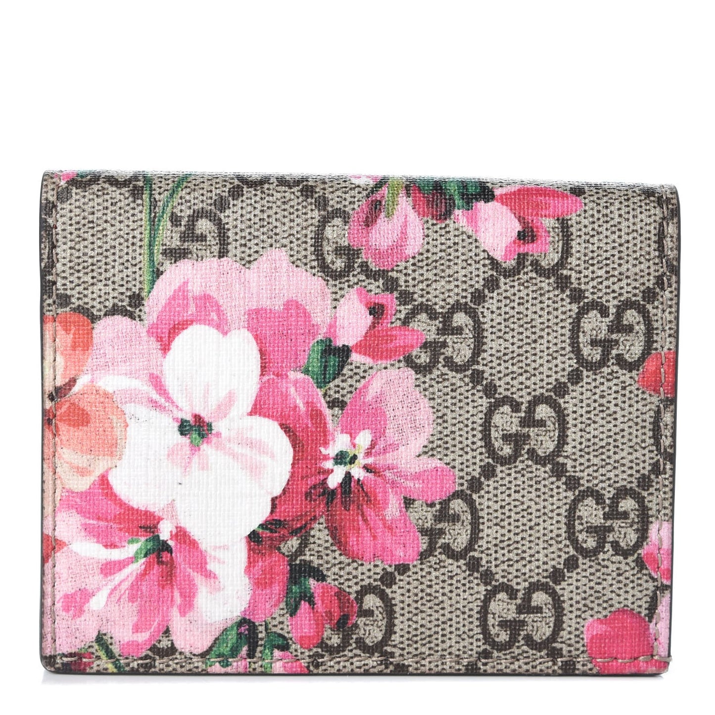GG Supreme Monogram Blooms Card Case Beige Multicolor Dry Rose
