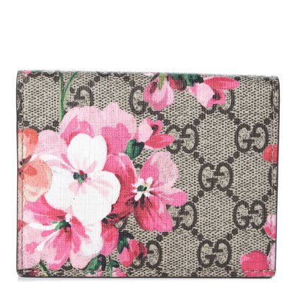 Gucci GG Supreme Monogram Blooms Card Case Beige Multicolor Dry Rose 1 of 11