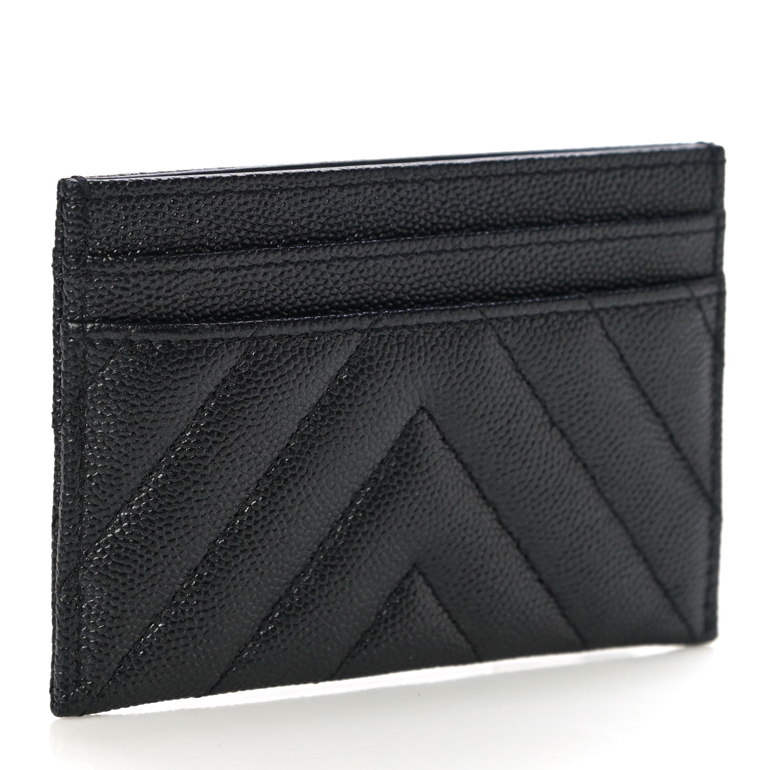Chanel Caviar Chevron Quilted Vintage Mademoiselle Card Holder Black 3 of 12