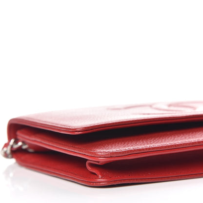 Chanel Caviar Timeless CC Wallet On Chain WOC Red 6 of 14
