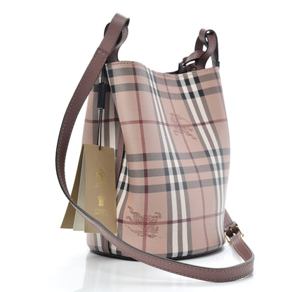 Burberry Haymarket Check Colours Small Lorne Bucket Crossbody Light Elderberry 3 of 9