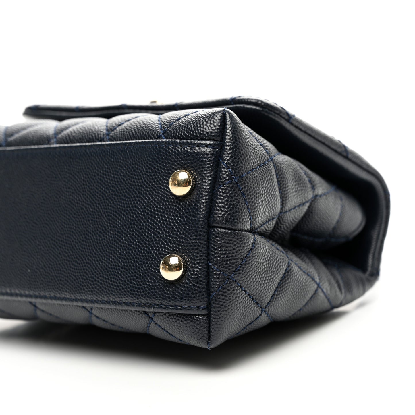 Caviar Lizard Embossed Quilted Extra Mini Coco Handle Flap Navy