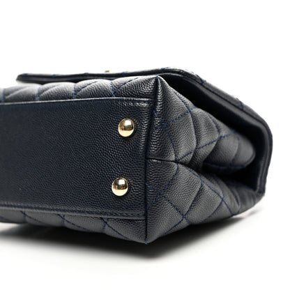 Chanel Caviar Lizard Embossed Quilted Extra Mini Coco Handle Flap Navy 10 of 10