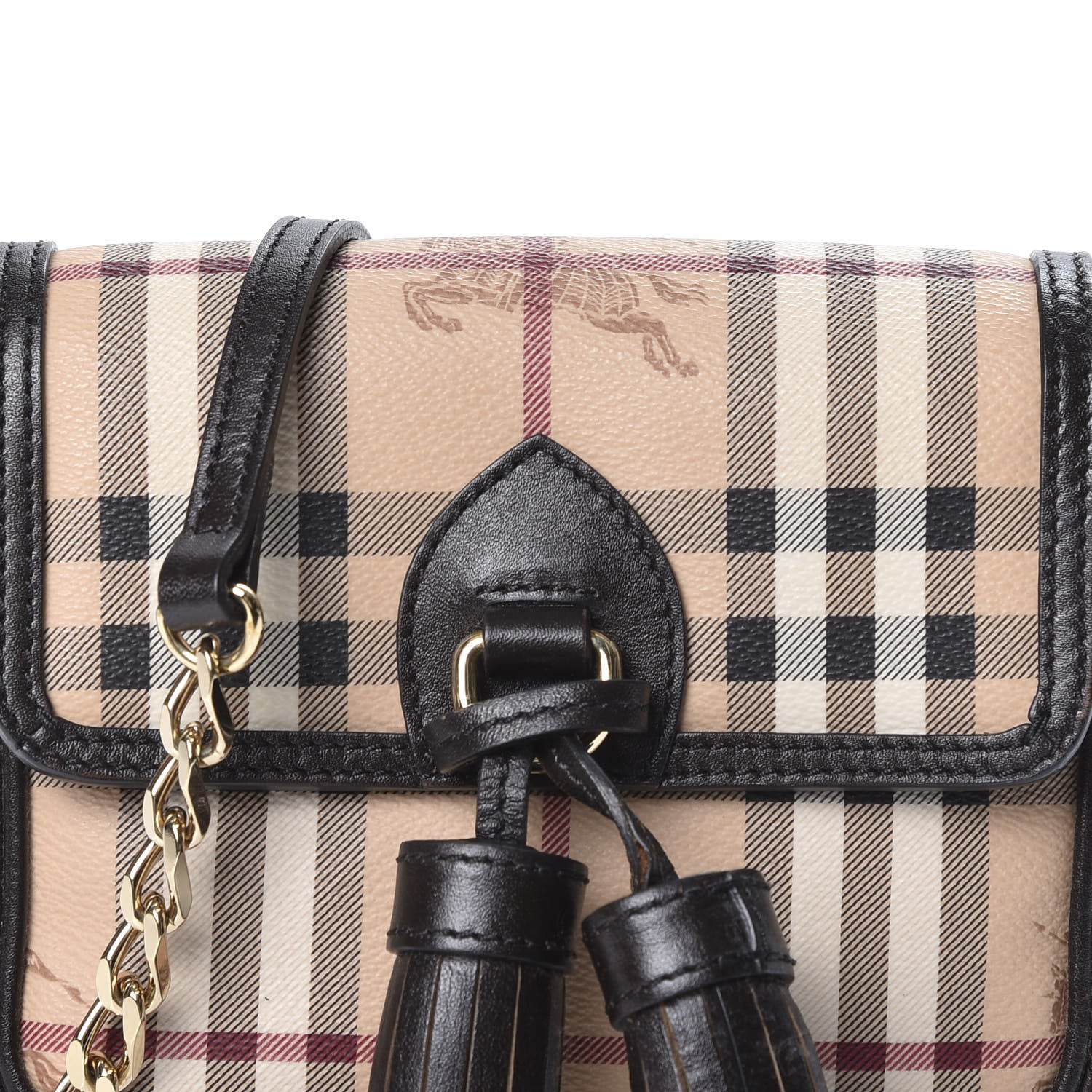 Burberry Haymarket Check Mini Tassel Crossbody Bag Chocolate 8 of 8