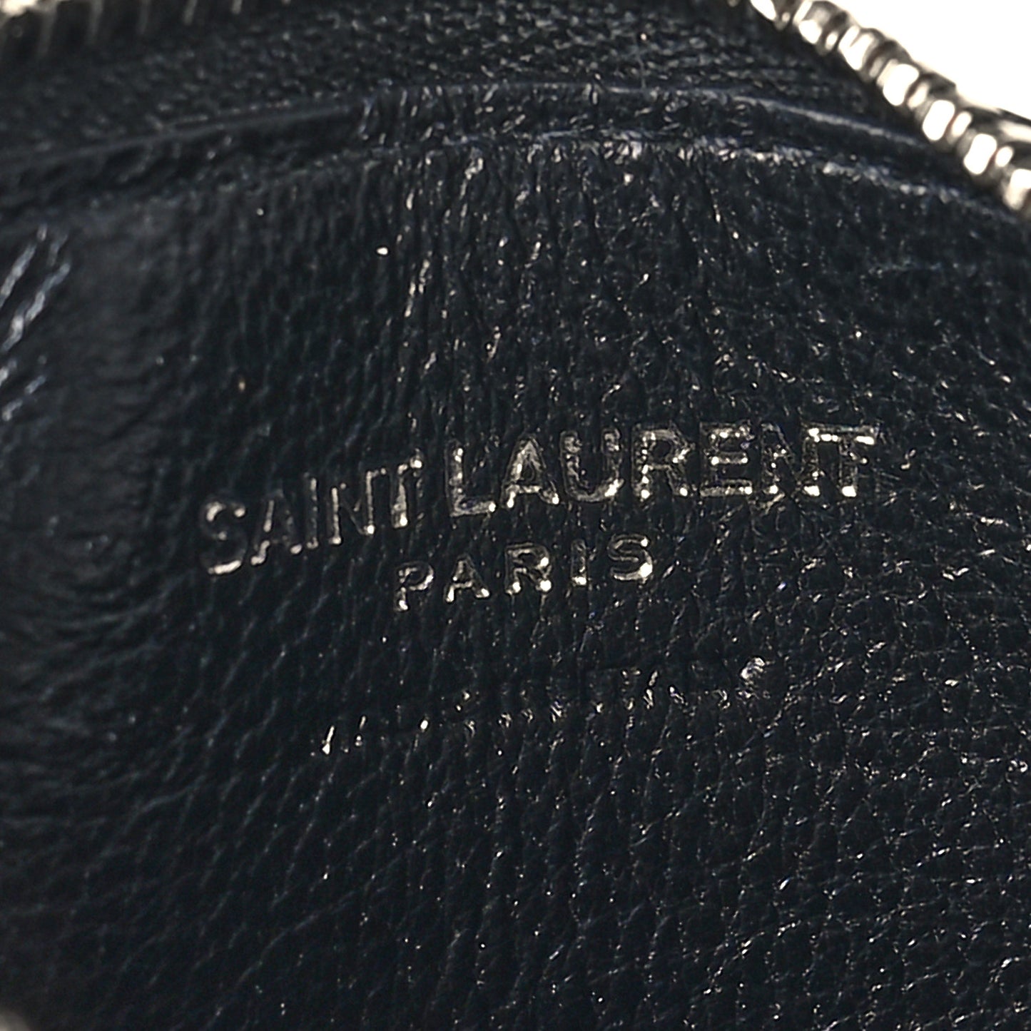 Calfskin Crocodile Embossed 5 Fragments Zip Pouch Card Holder Black