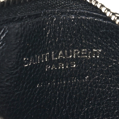 Saint Laurent Calfskin Crocodile Embossed 5 Fragments Zip Pouch Card Holder Black 6 of 10
