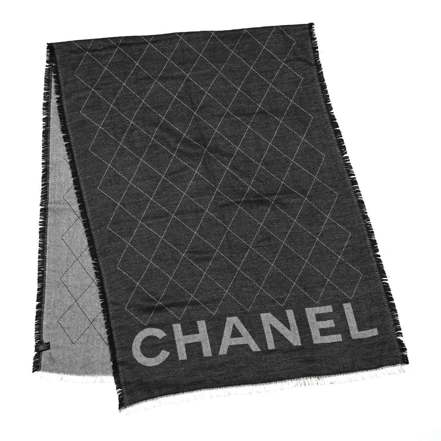 Cashmere Silk Quilted CC Logo Stole Black
