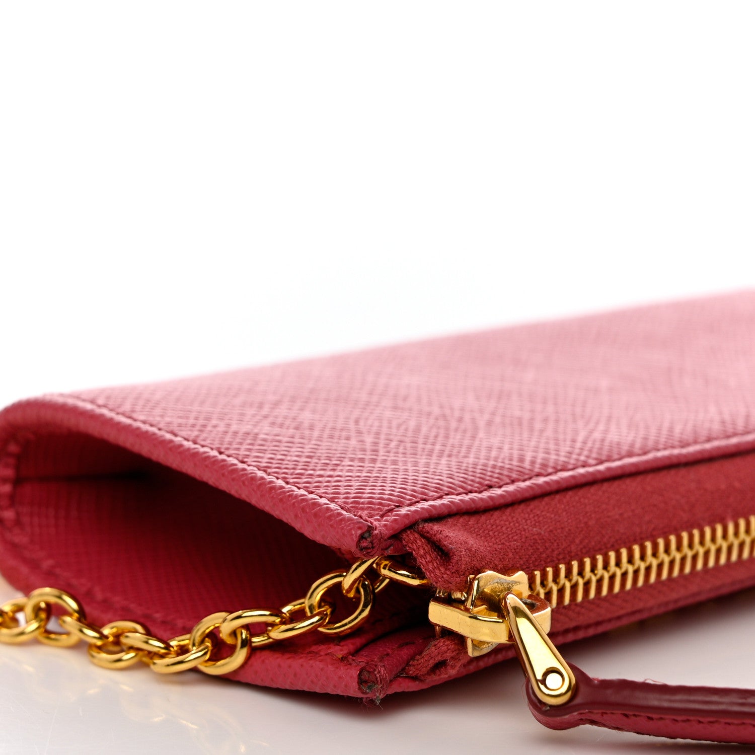 Prada Saffiano Metal Zip Around Key Holder Peonia 9 of 10