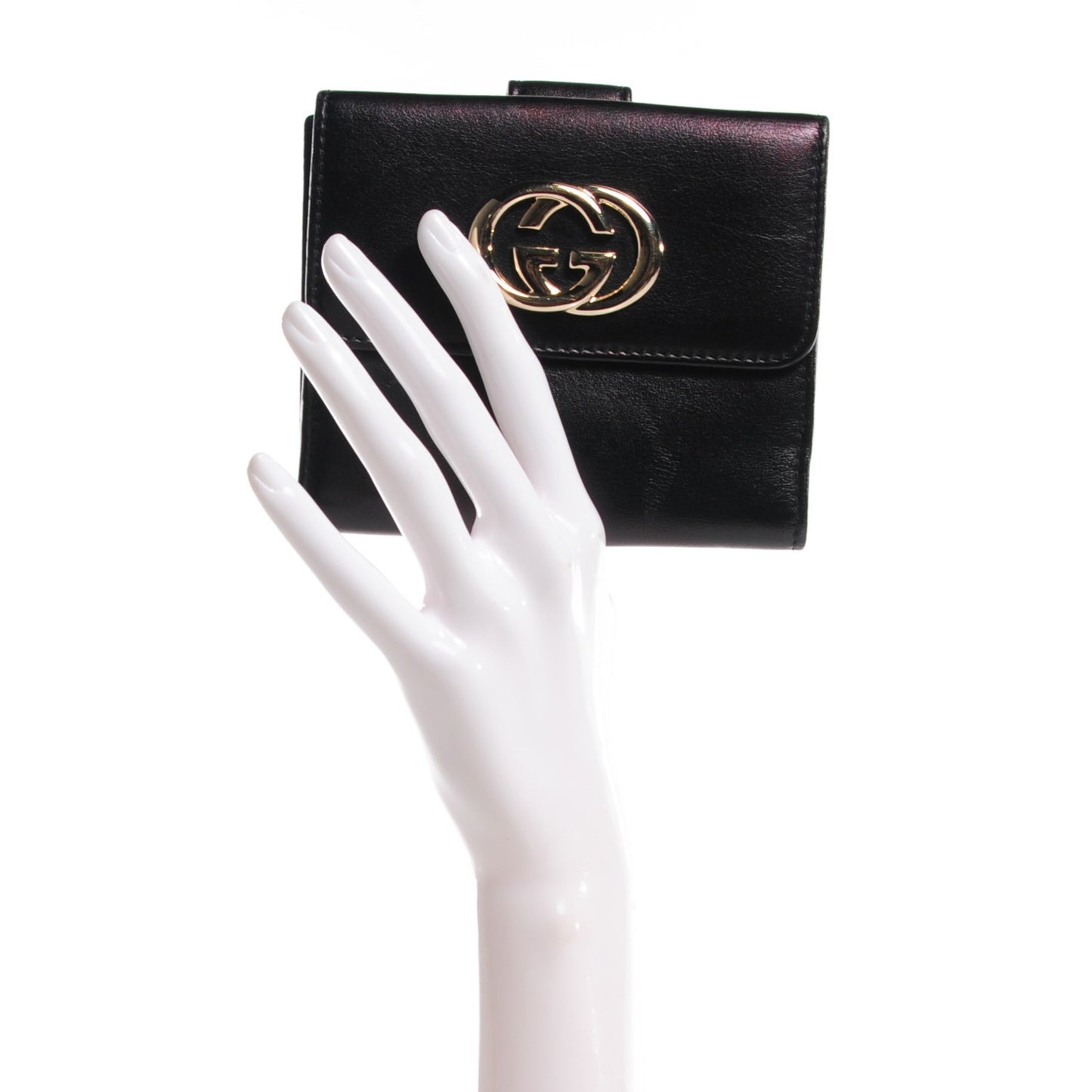 Calfskin Britt French Flap Wallet Black