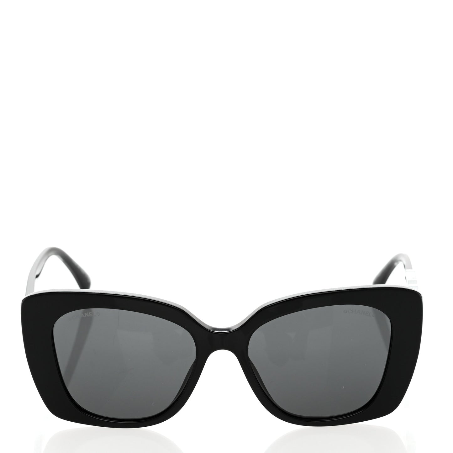 Acetate Strass Square Sunglasses 5422-B Black White