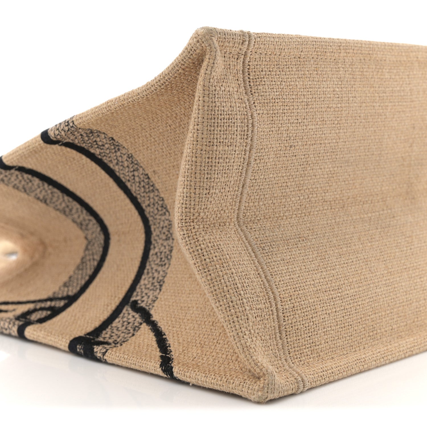 Christian Dior Canvas Jute Embroidered Medium Book Tote Black Beige 9 of 11
