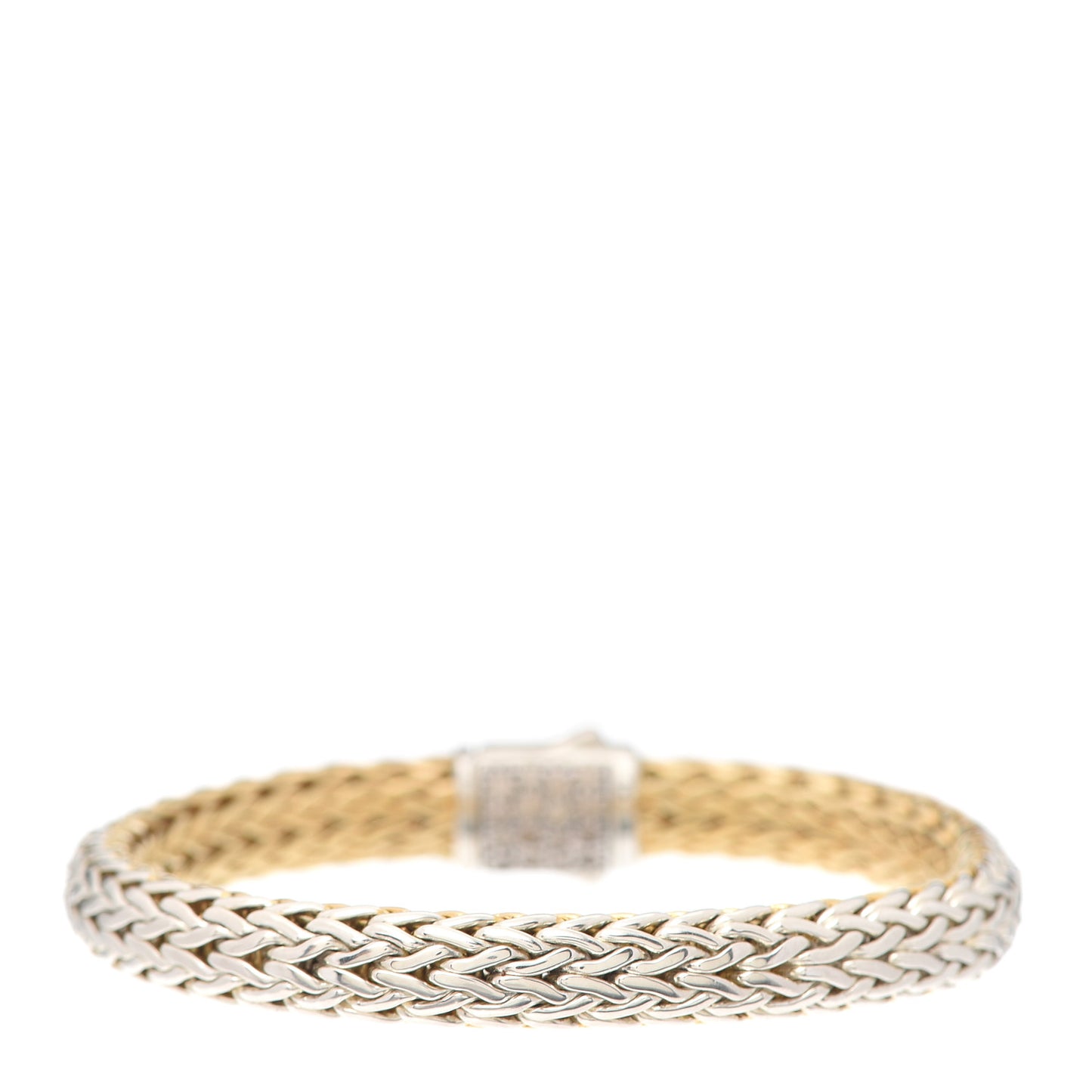 Sterling Silver 18K Yellow Gold Diamond Black Sapphire 7.5mm Classic Chain Reversible Icon Bracelet