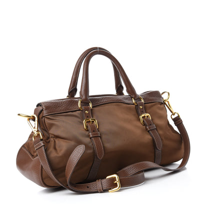 Prada Tessuto Nylon Vitello Daino Shopping Satchel Corinto 3 of 10