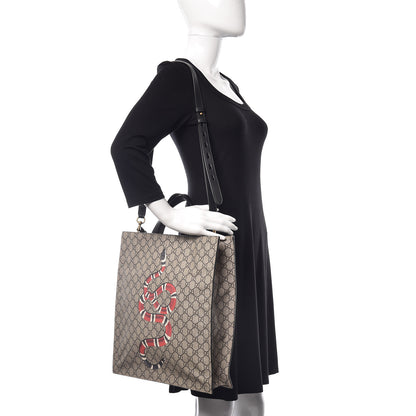 Gucci Soft GG Supreme Monogram Kingsnake Vertical Tote Black 2 of 11