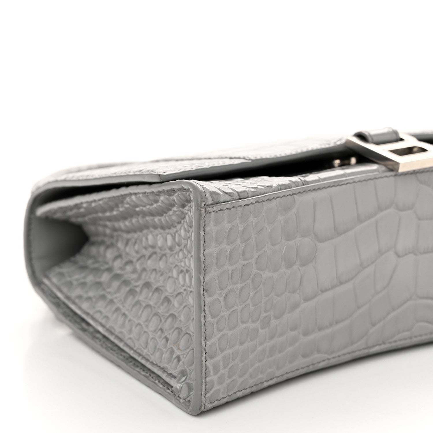 Balenciaga Shiny Calfskin Crocodile Embossed Medium Hourglass Top Handle Bag Balenciaga Grey 8 of 9