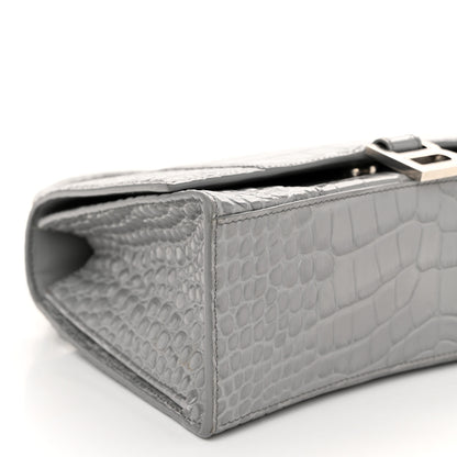Balenciaga Shiny Calfskin Crocodile Embossed Medium Hourglass Top Handle Bag Balenciaga Grey 8 of 9