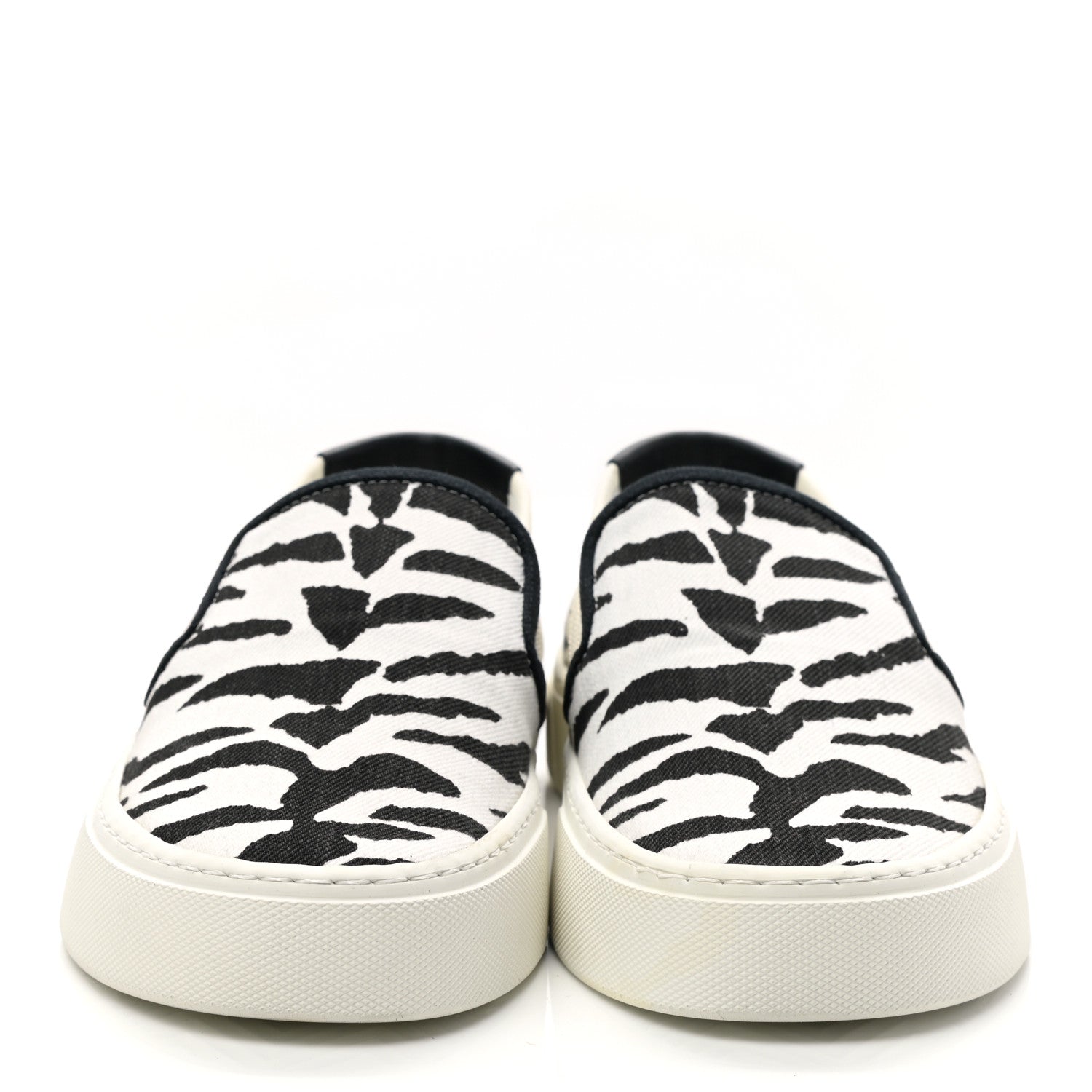 Saint Laurent Canvas Zebra Print Mens Venice Slip On Sneakers 39 Black White 2 of 8