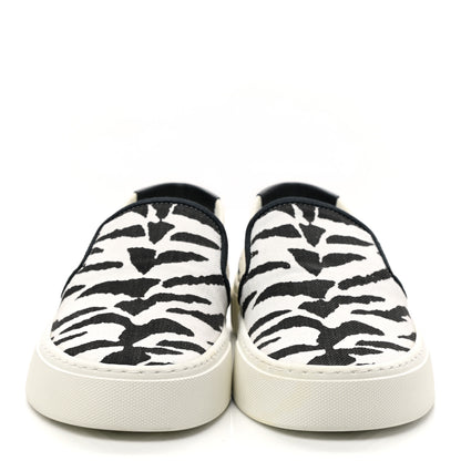 Saint Laurent Canvas Zebra Print Mens Venice Slip On Sneakers 39 Black White 2 of 8