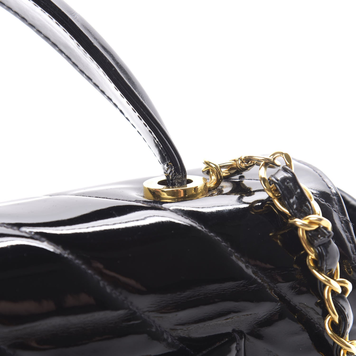 Chanel Patent Chevron Top Handle Flap Black 14 of 14