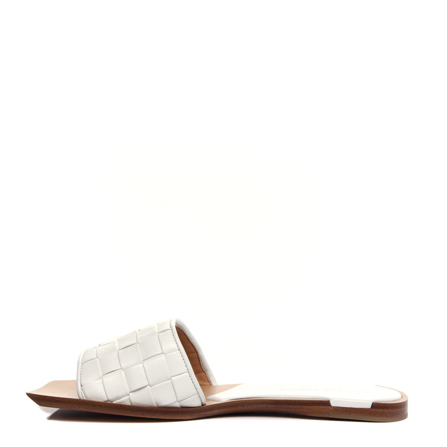 Nappa Intrecciato Squared Toe Flat Sandals 37.5 White
