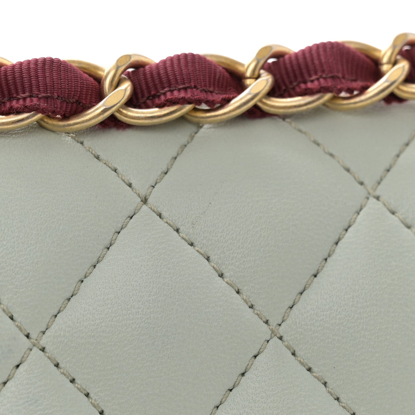 Lambskin Quilted Small Two Tone Day Flap Light Blue Burgundy