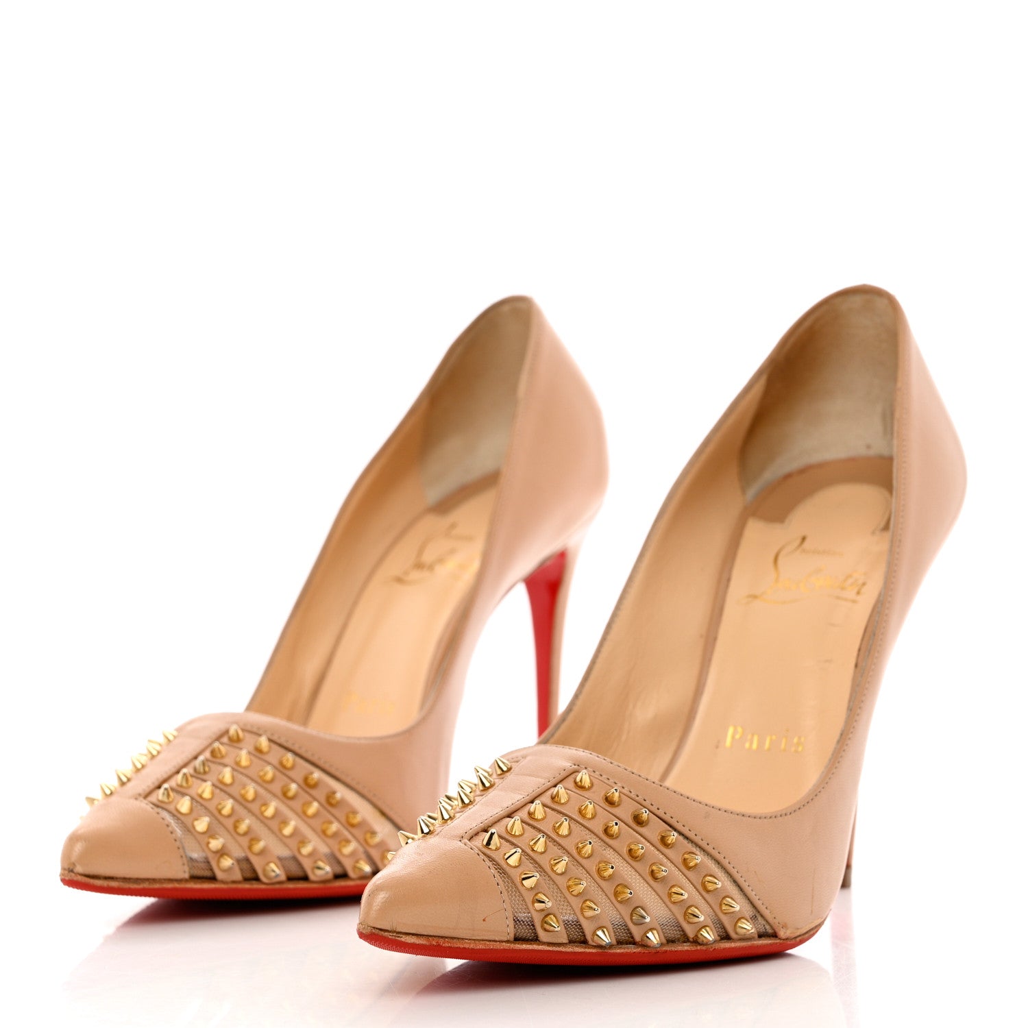 Christian Louboutin Kid Bareta 100 Pumps 36.5 Nude Light Gold 3 of 13