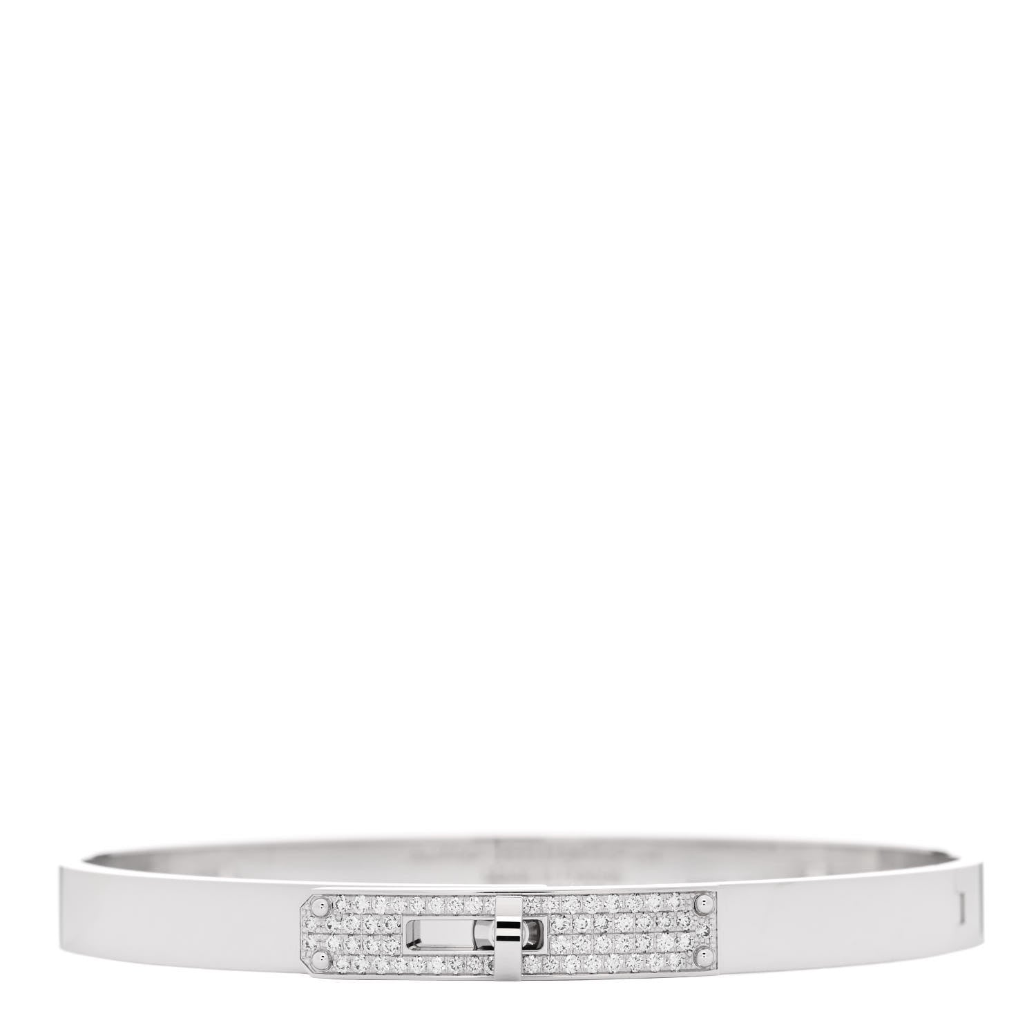 Hermes 18K White Gold Diamond PM Kelly Pave Bracelet ST 1 of 4