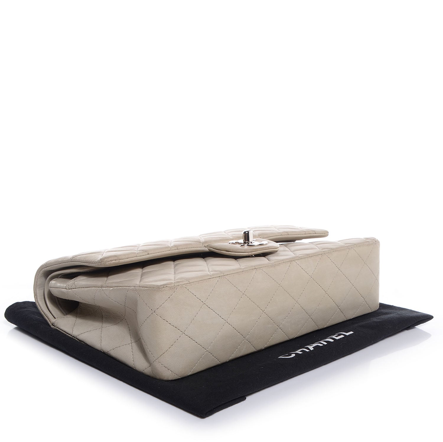 Chanel Lambskin Quilted Medium Double Flap Light Grey 4 of 8