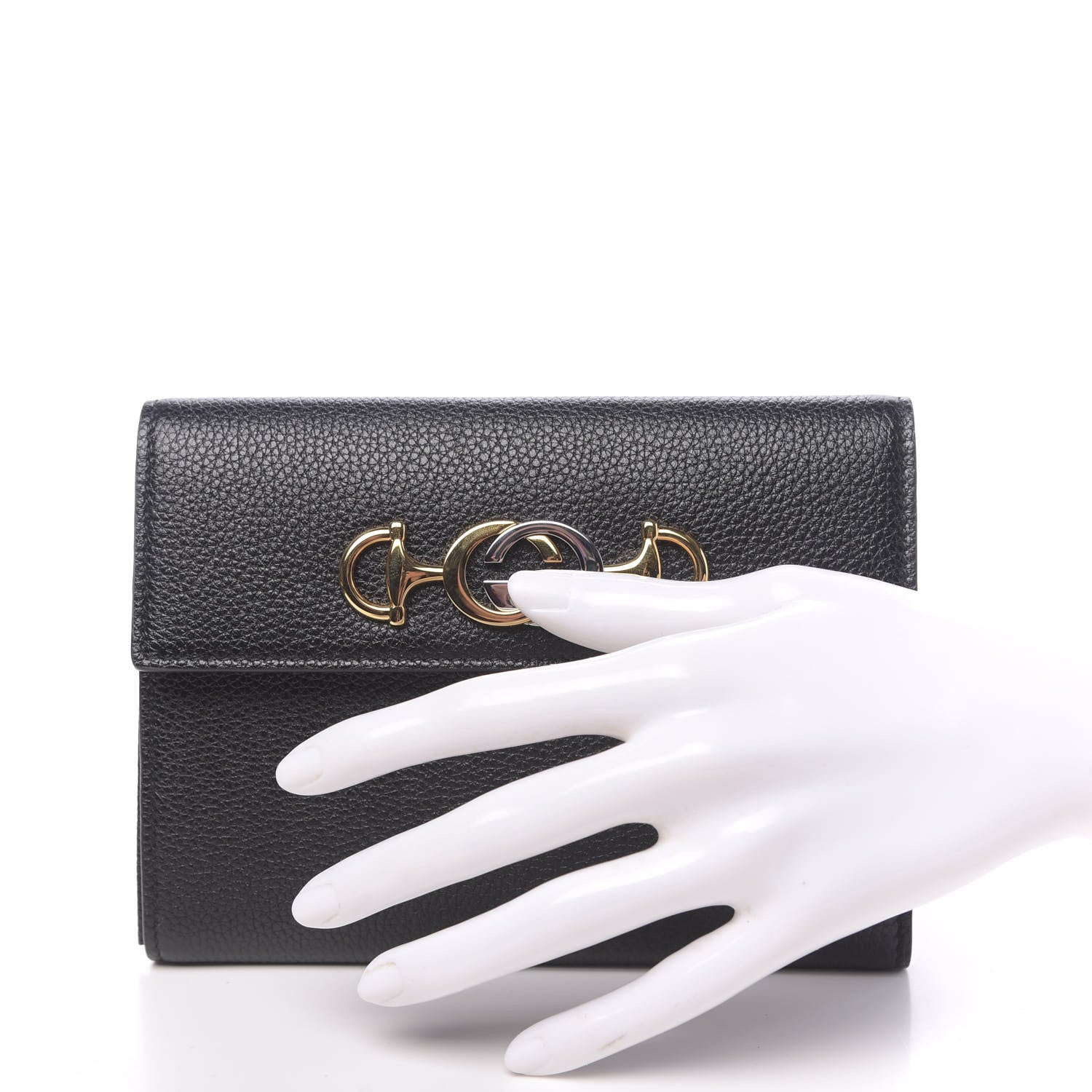 Gucci Grainy Calfskin Zumi Flap Card Case Black 2 of 9