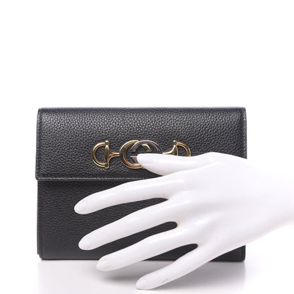 Gucci Grainy Calfskin Zumi Flap Card Case Black 2 of 9