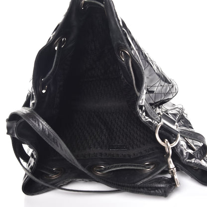 Christian Dior Vinyl Cannage Drawstring Tote Black 5 of 13