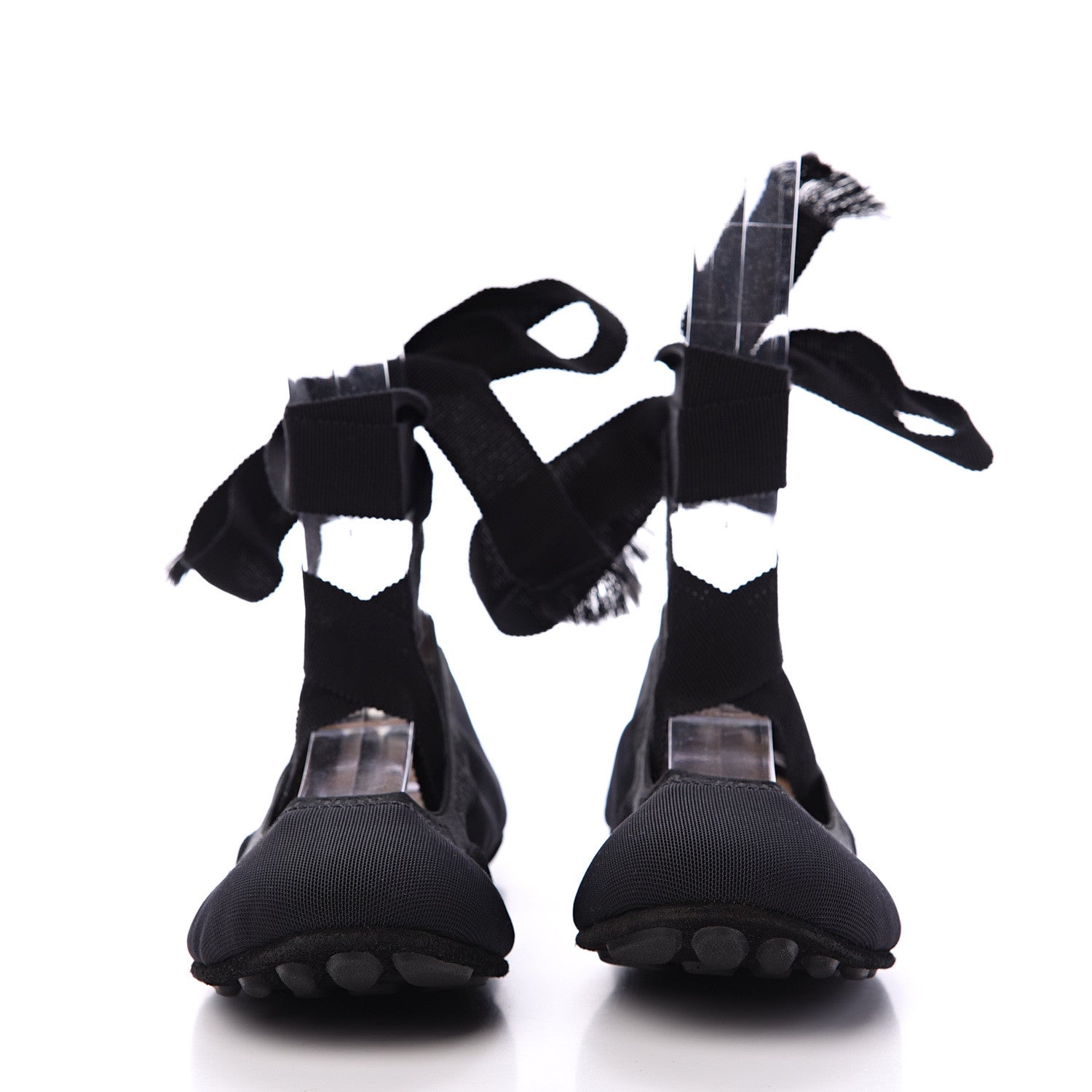Christian Dior Micro Mesh Academy Lace-Up Ballerina Flats 36.5 Black 2 of 7