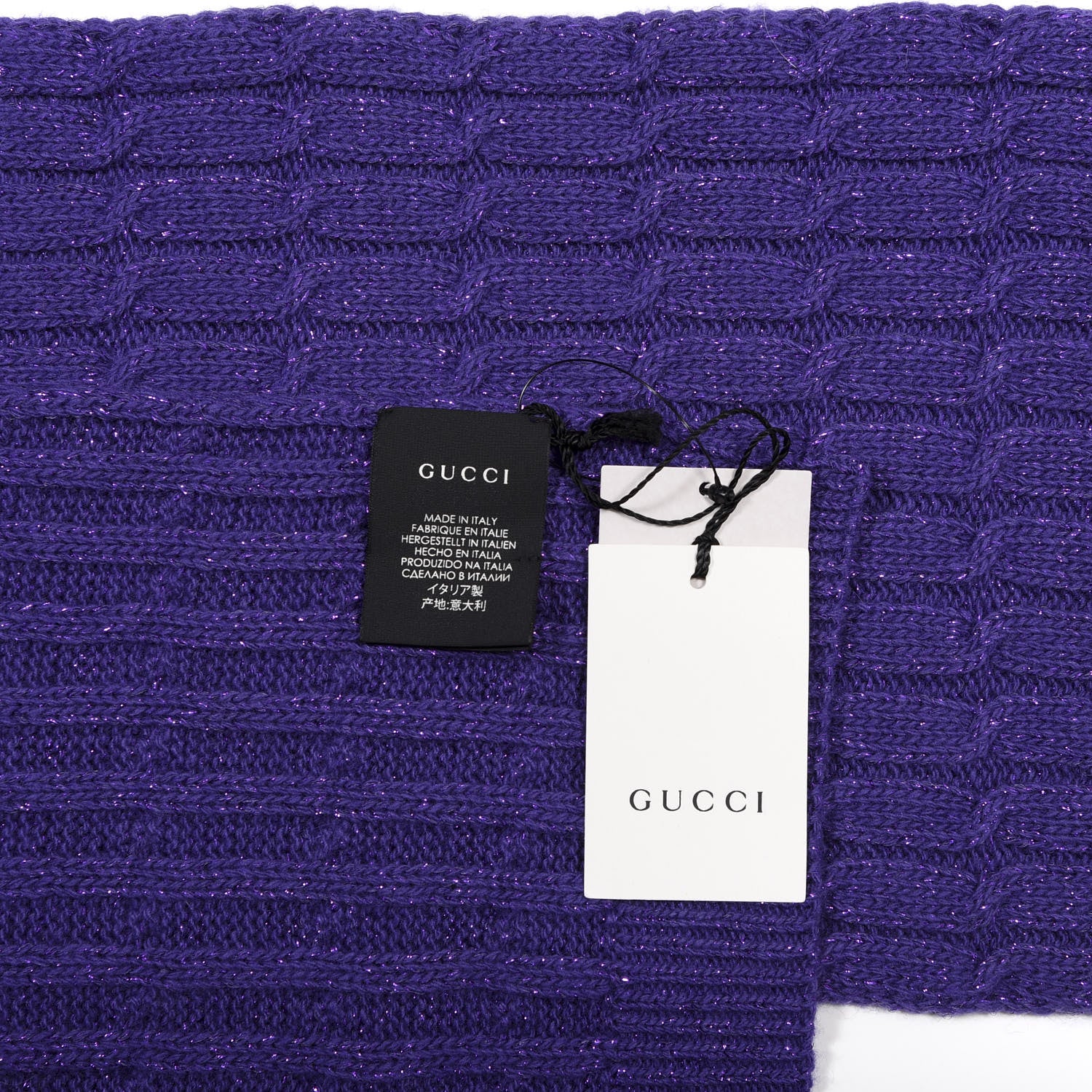 Gucci Wool Knit Shine Reg Scarf Parma Violet Dark Purple 4 of 4