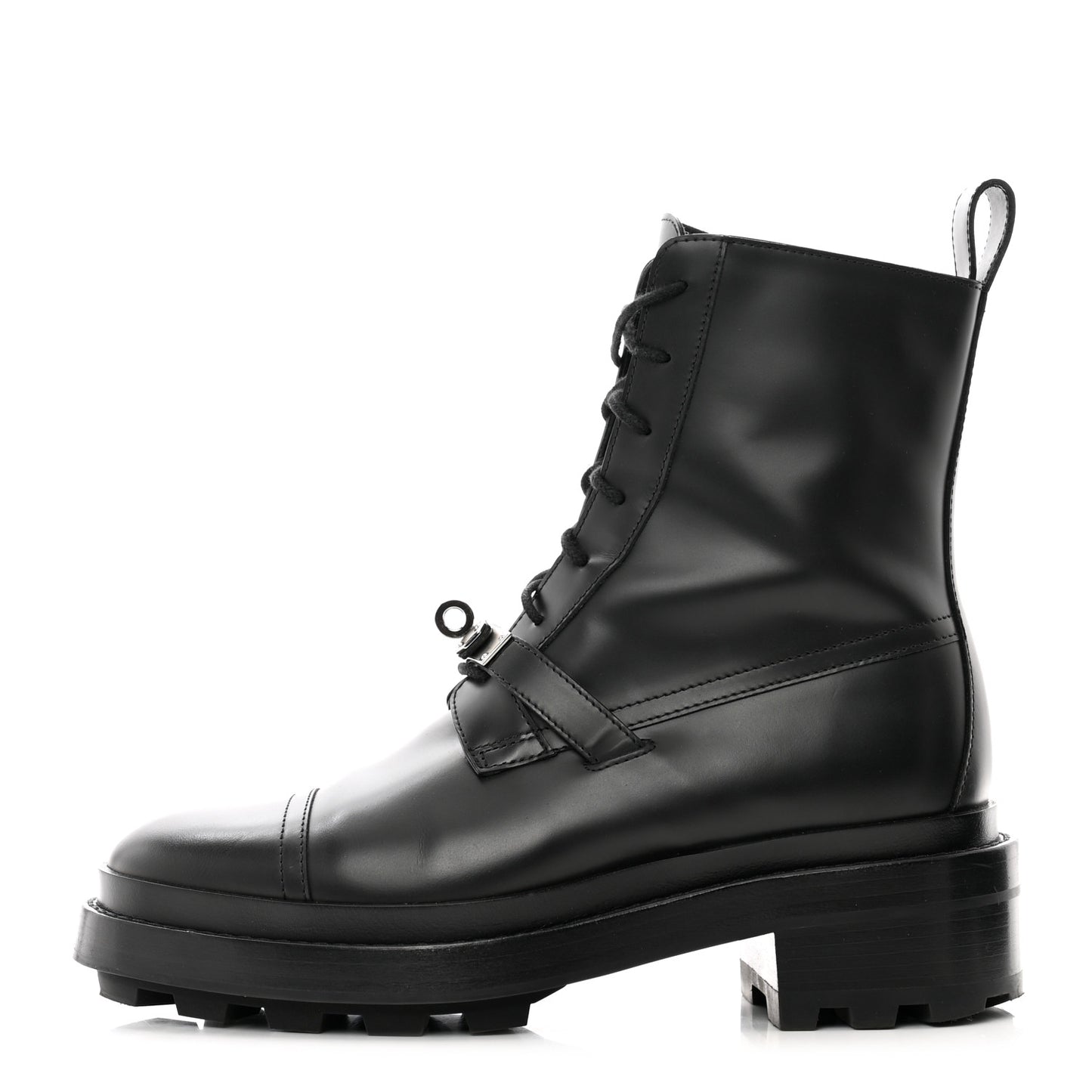 Glossed Calfskin Funk Ankle Boots 37.5 Black