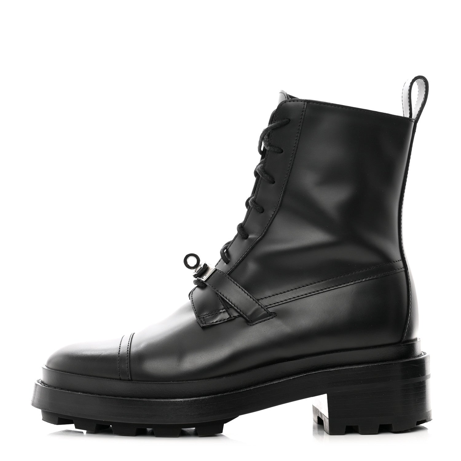 Hermes Glossed Calfskin Funk Ankle Boots 37.5 Black 1 of 8