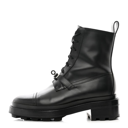 Hermes Glossed Calfskin Funk Ankle Boots 37.5 Black 1 of 8