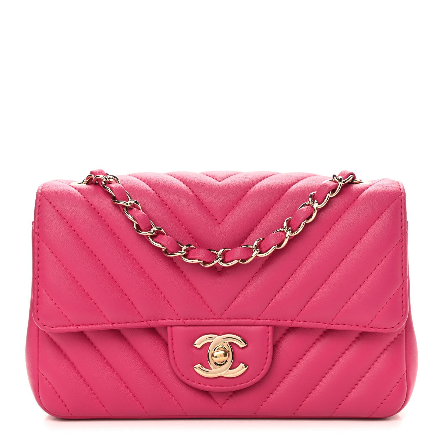 Chanel Lambskin Chevron Quilted Small Single Flap Pink 1 of 9