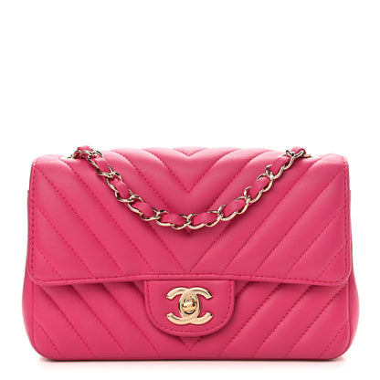 Chanel Lambskin Chevron Quilted Small Single Flap Pink 1 of 9