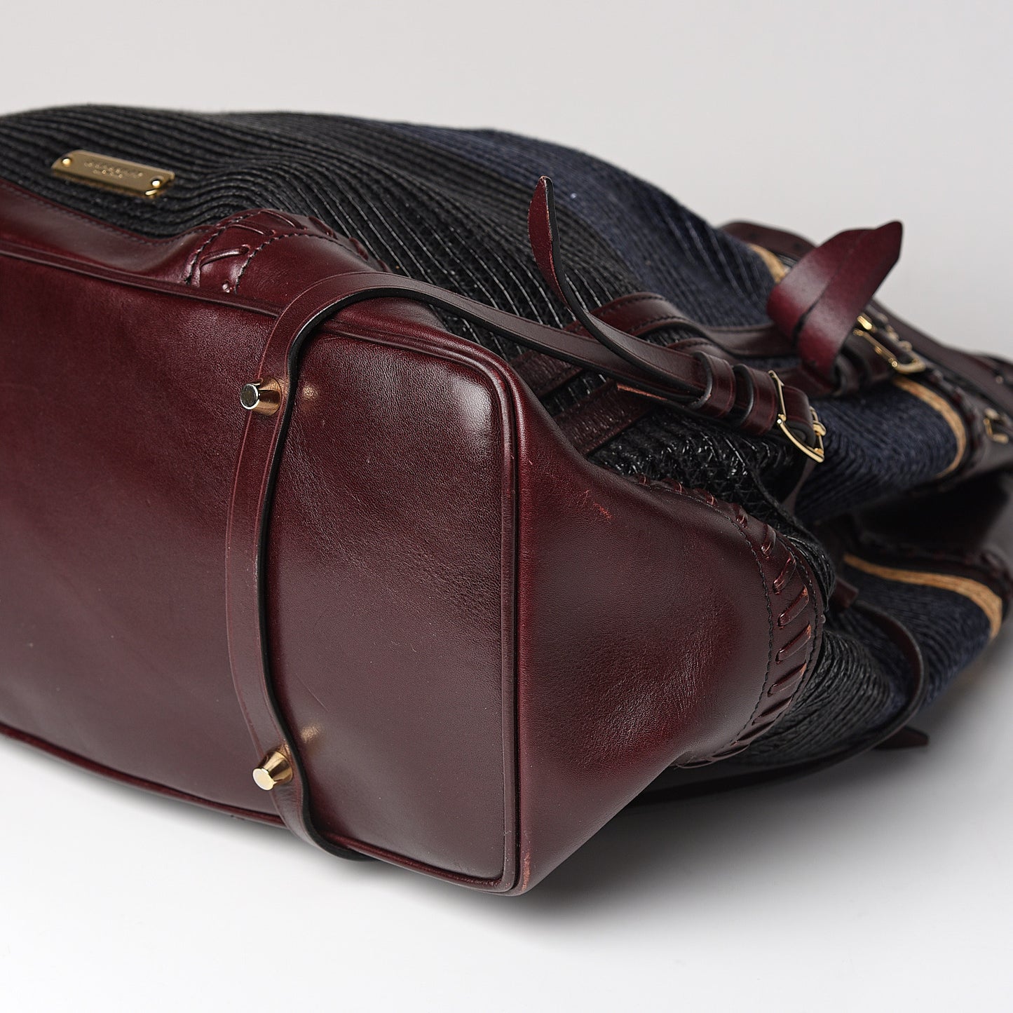 Raffia Whipstitch Bag Brown Black