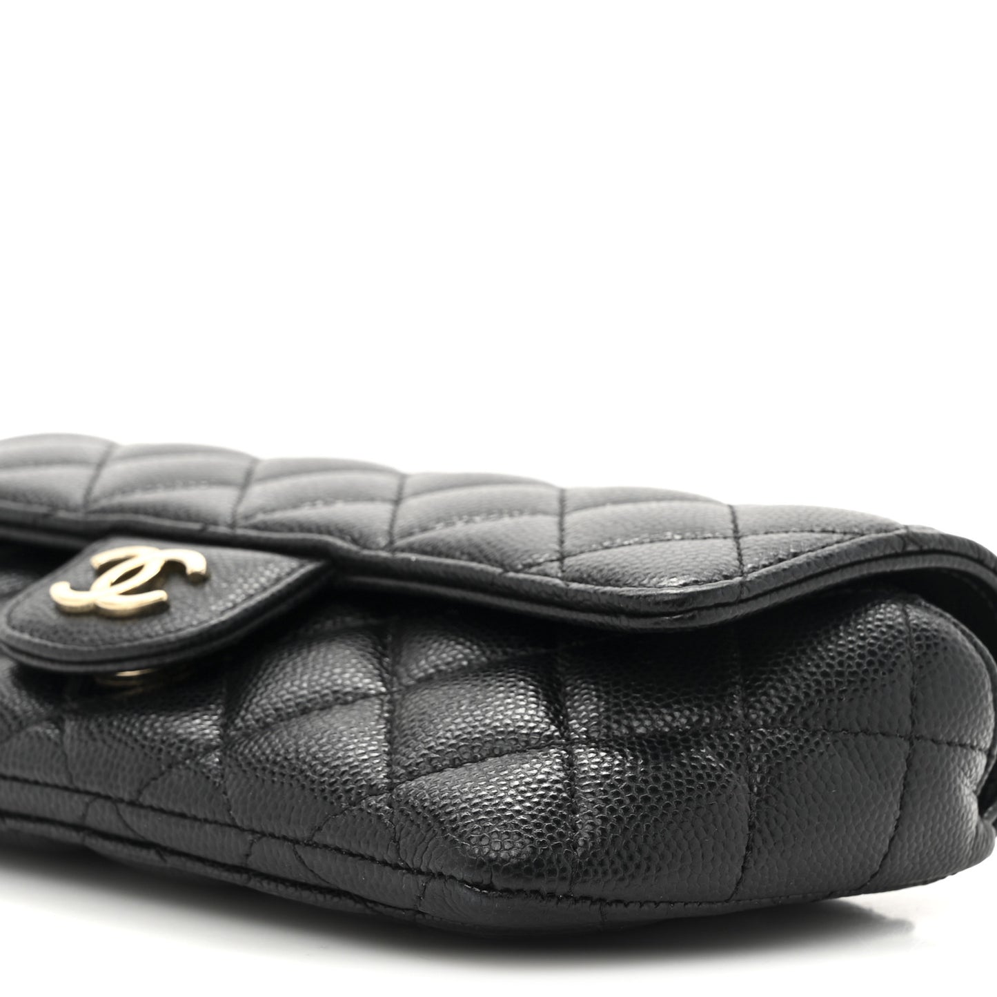 Caviar Quilted Glasses Case With Chain Black