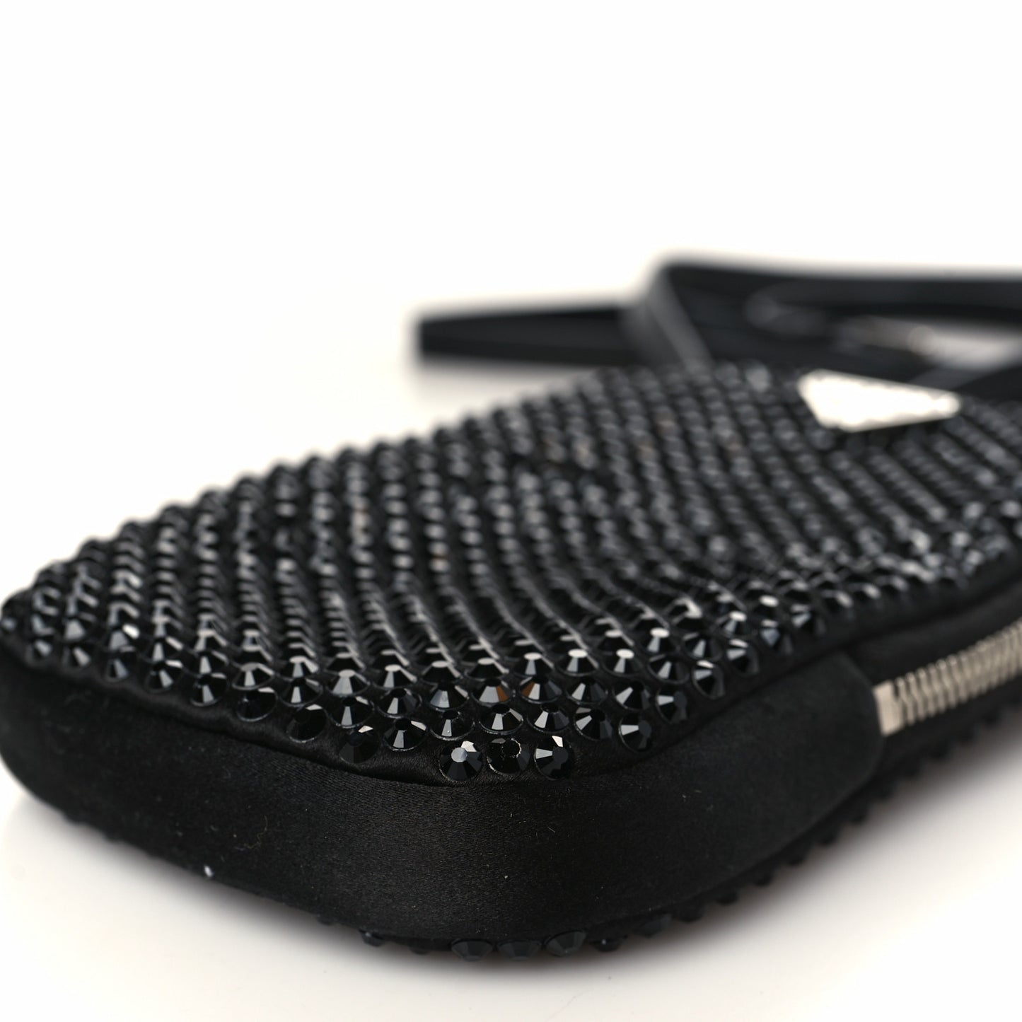Satin Crystal Zip Phone Case Crossbody Bag Black