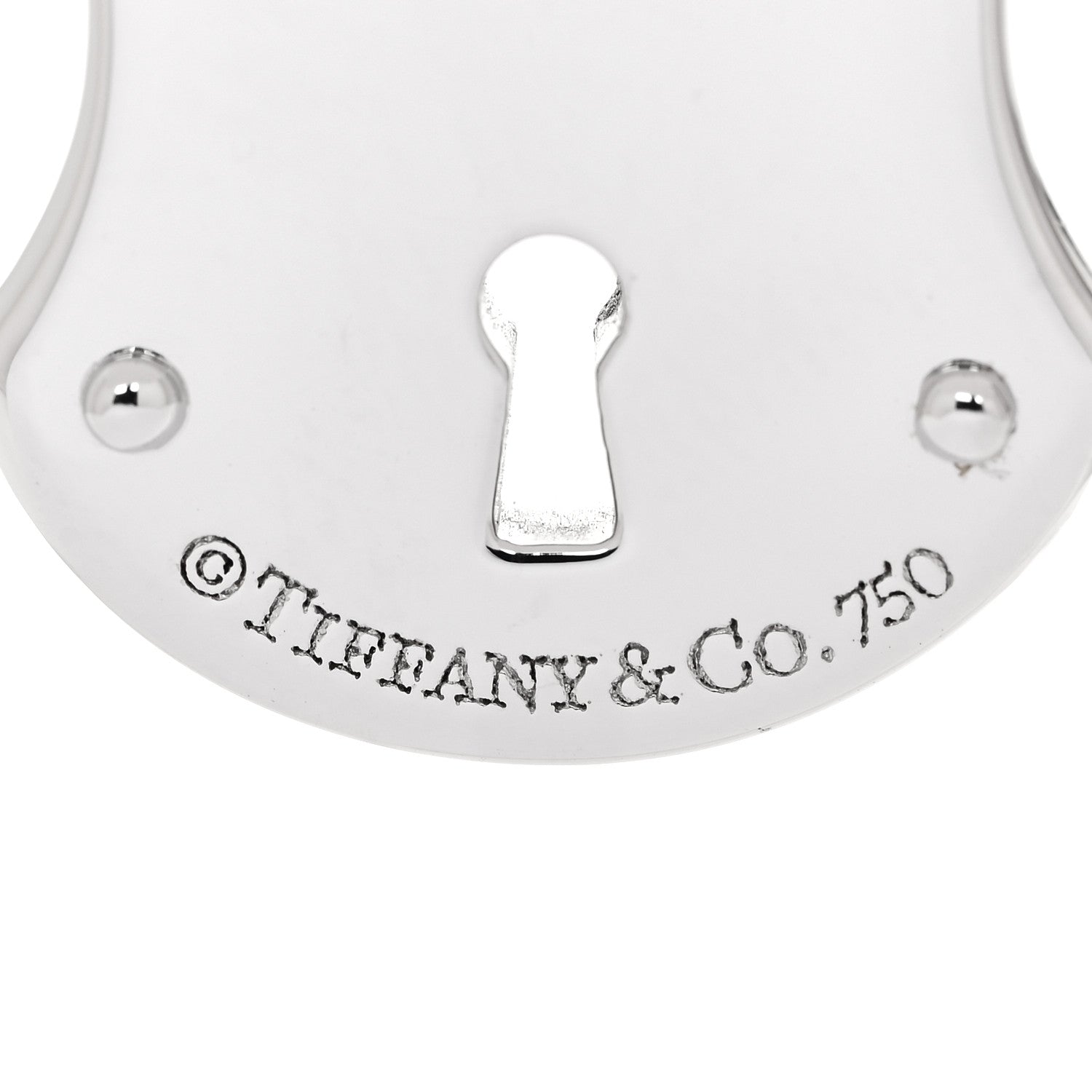 Tiffany 18K White Gold Diamond Emblem Lock Pendant 3 of 3