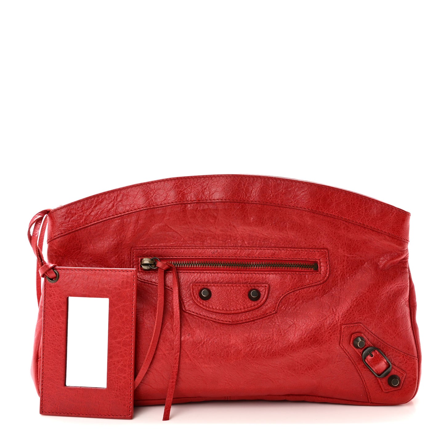 Agneau Classic Hardware Premier Clutch Rouge Coquelicot