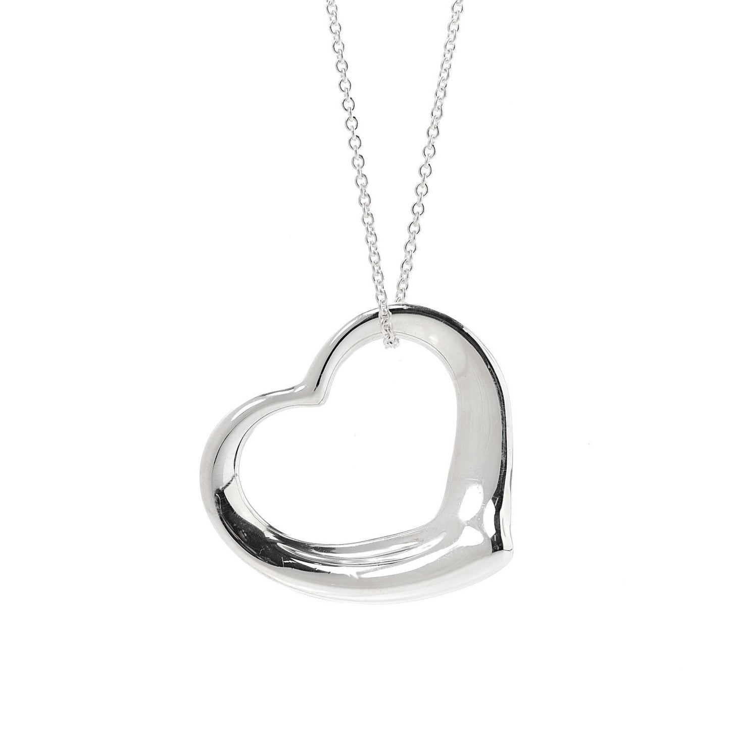 Sterling Silver 36mm Elsa Peretti Open Heart Pendant Necklace