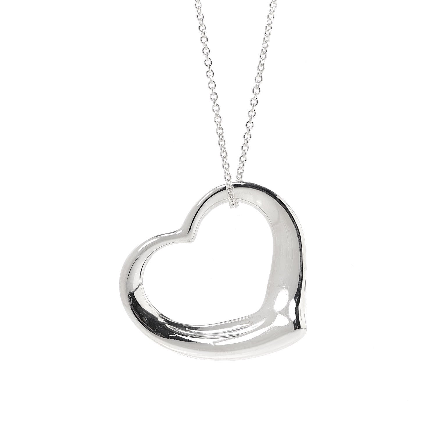 Tiffany Sterling Silver 36mm Elsa Peretti Open Heart Pendant Necklace 3 of 6