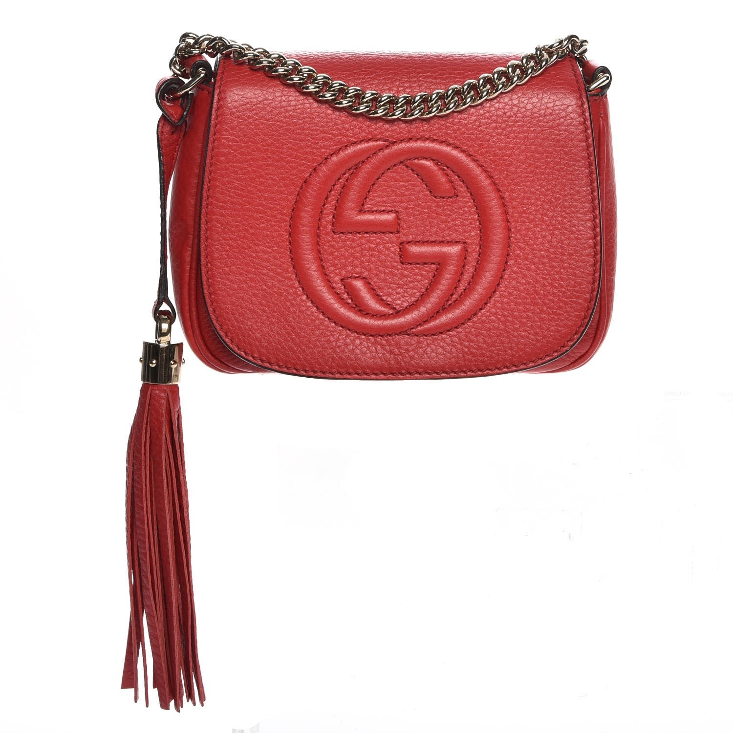 Gucci Pebbled Calfskin Small Soho Flap Crossbody Red 1 of 8