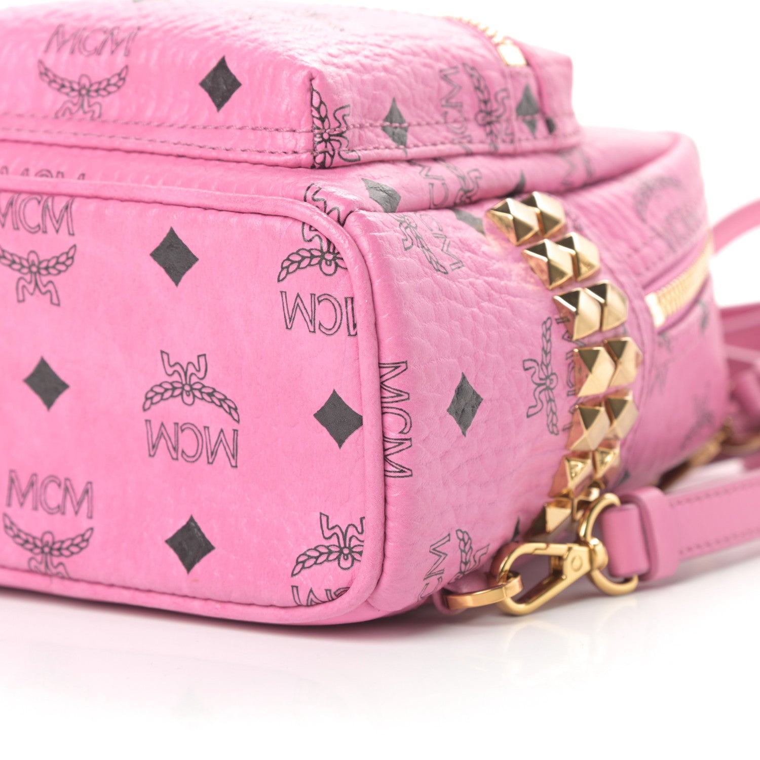 MCM Visetos Side Stud X-Mini Stark Bebe Boo Backpack Pink 10 of 10