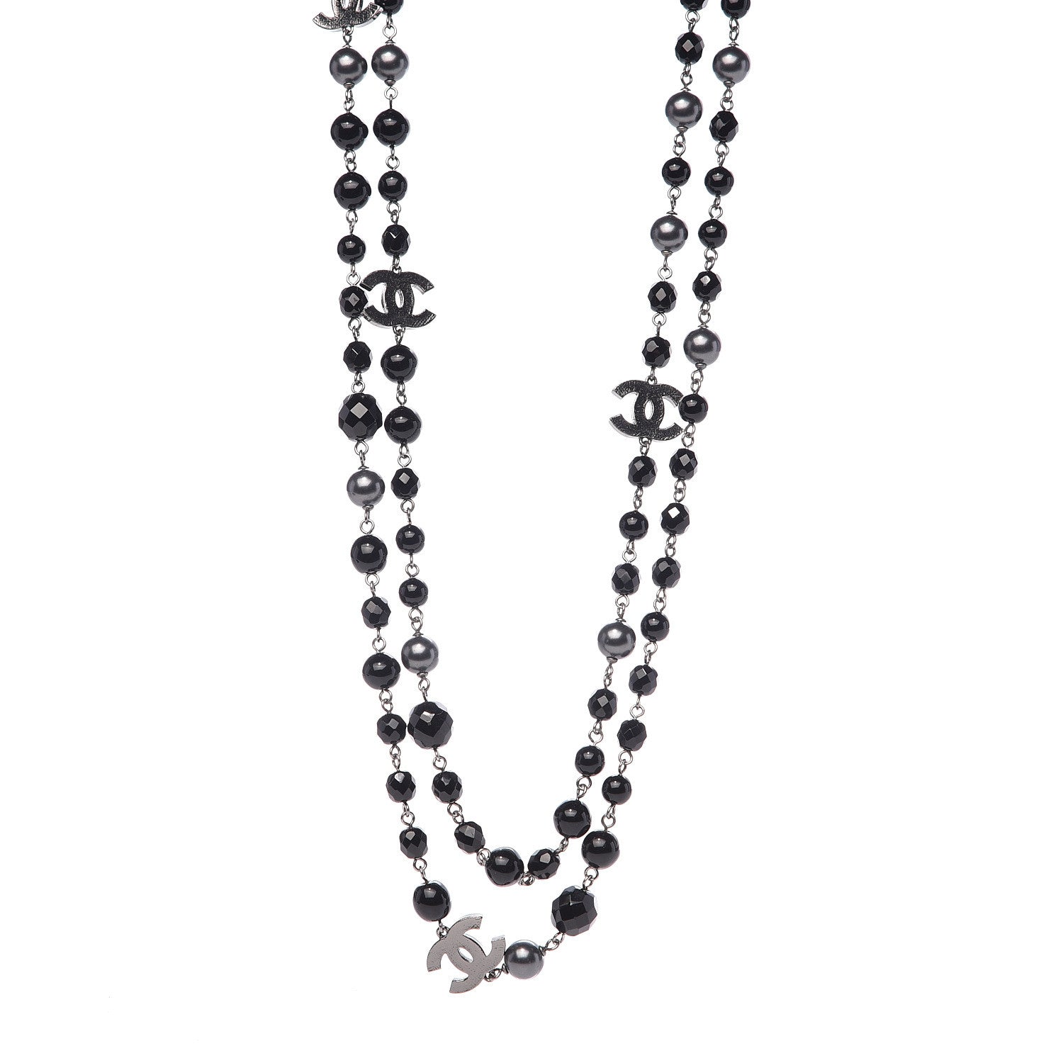 Chanel Pearl Beaded CC Long Necklace Black 1 of 4