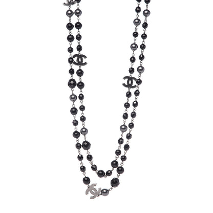 Chanel Pearl Beaded CC Long Necklace Black 1 of 4