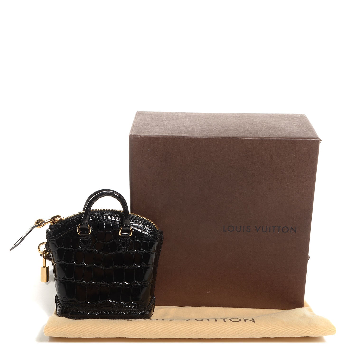 Louis Vuitton Alligator Mini Lockit Bag Charm Black 5 of 8